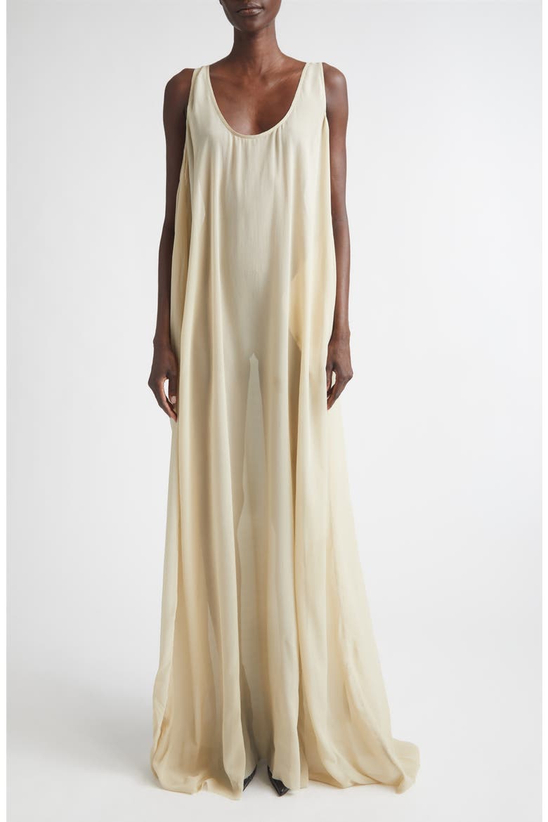 Temple Abito Silk Georgette Tank Gown, Main, color, SAND