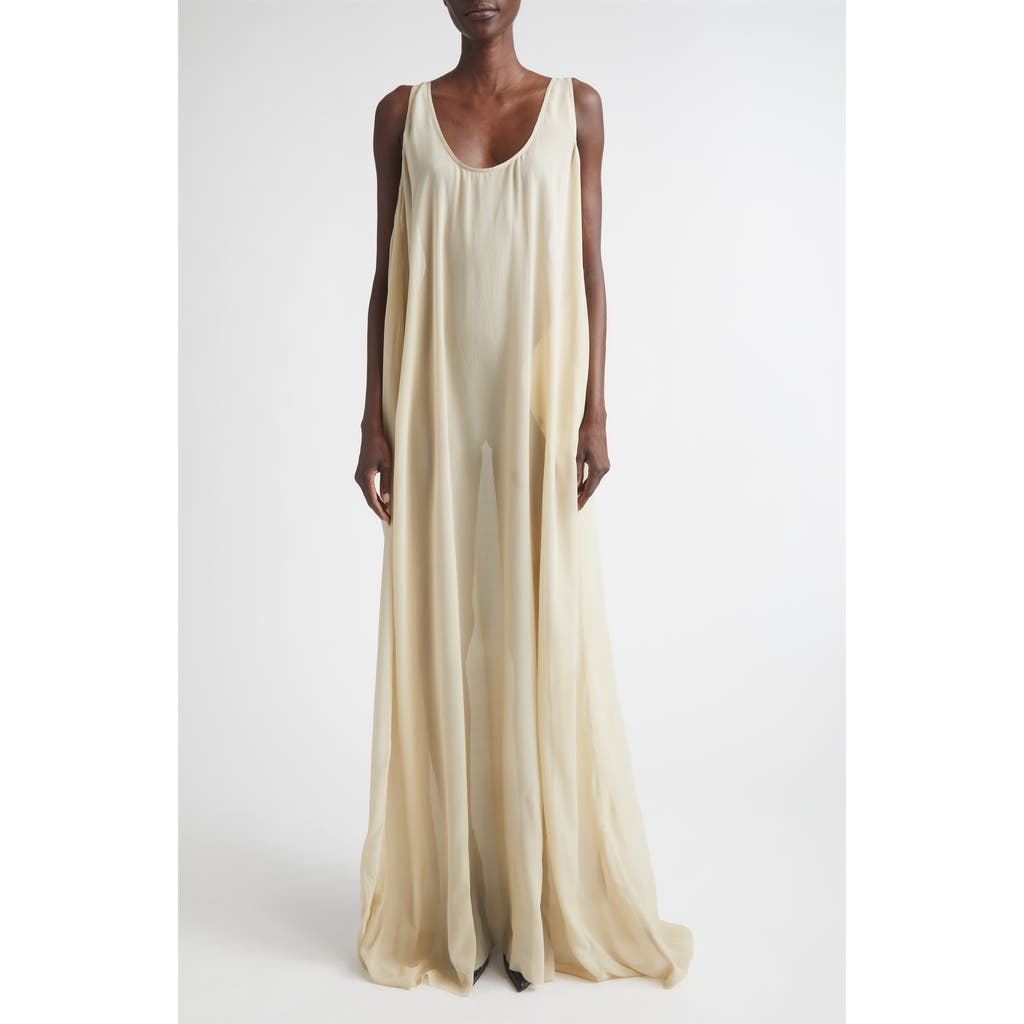 Rick Owens Temple Abito Silk Georgette Tank Gown in Sand at Nordstrom, Size 42