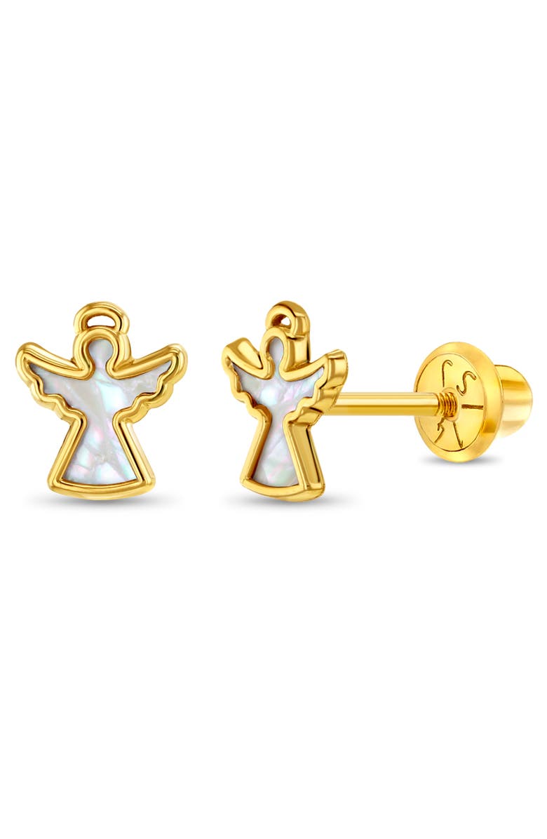 In Season Jewelry 14k Mother of Pearl Angel Earrings, Main, color, White