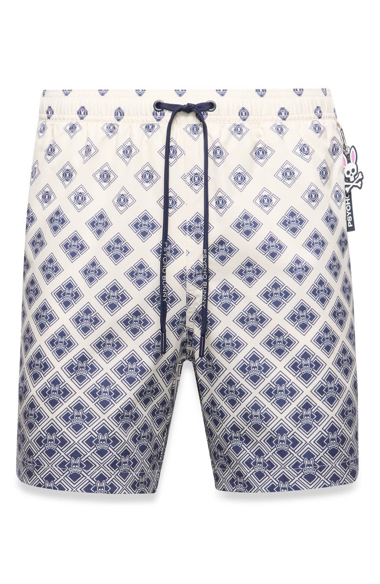 Psycho Bunny Tobias Geo Print 6-Inch Swim Trunks, Alternate, color, 