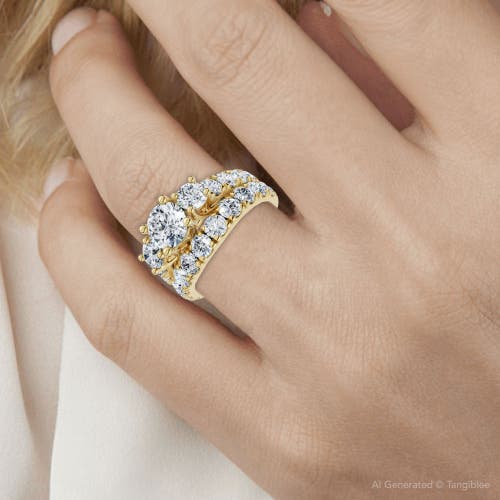 Bliss Diamond 2ct Tw 3-stone Diamond Engagement Wedding Ring Set 14k Gold Or Pt Lab Grown In Gold