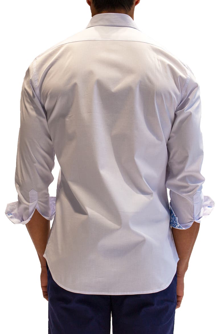 Solid Long Sleeve Stretch Cotton Button-Down Shirt, Alternate, color, WHITE