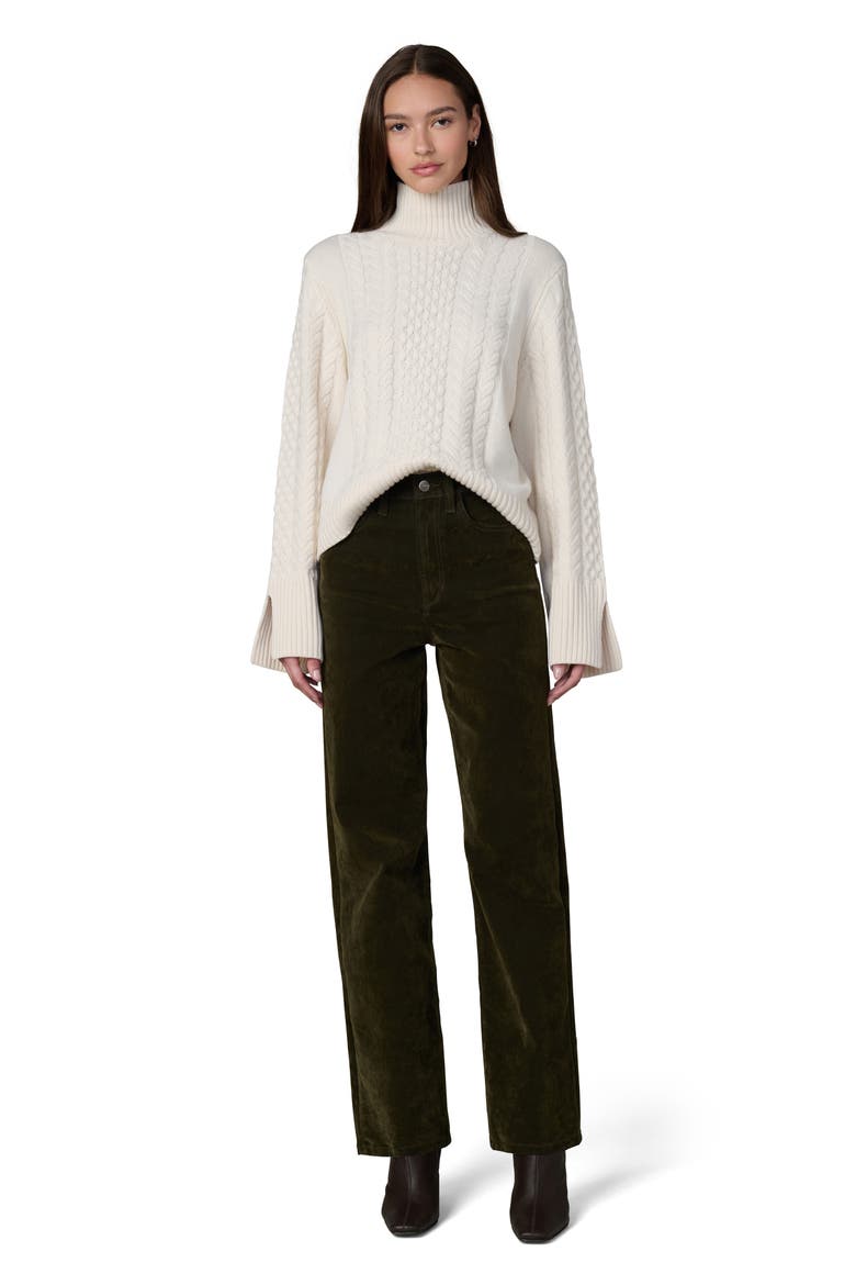 The Margot Flocked High Waist Straight Leg Jeans, Alternate, color, OLIVE