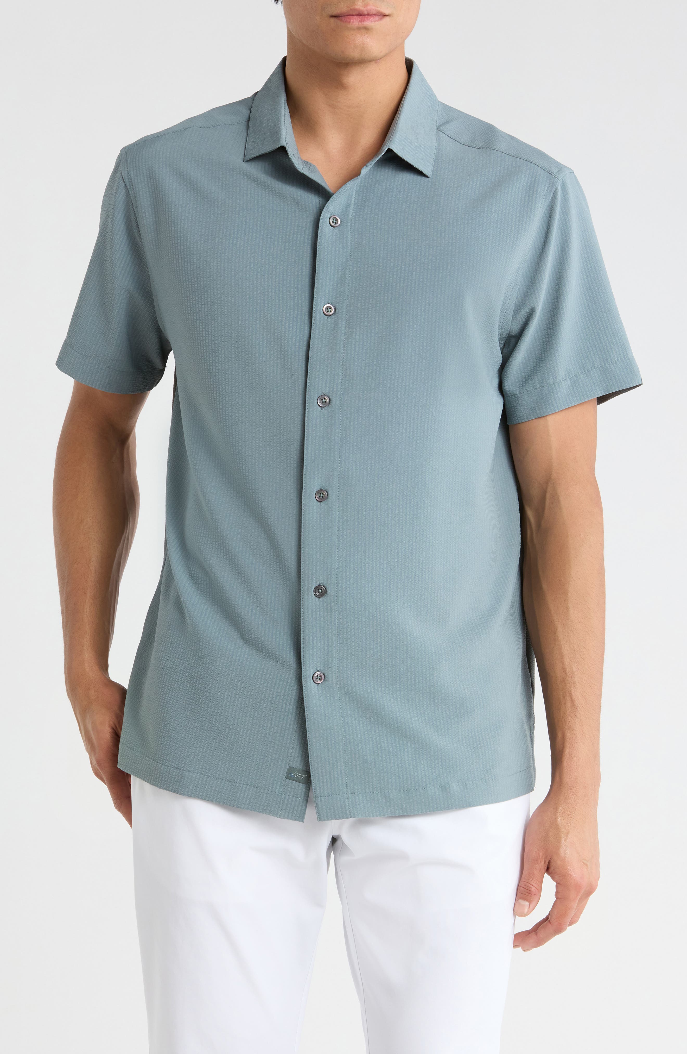 Seersucker Short Sleeve Button-Up Shirt - image 3