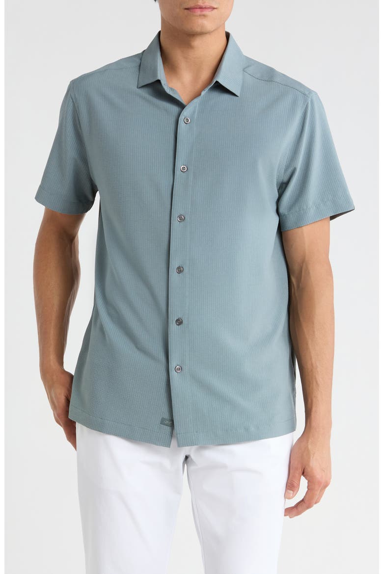 Seersucker Short Sleeve Button-Up Shirt, Main, color, TROOPER