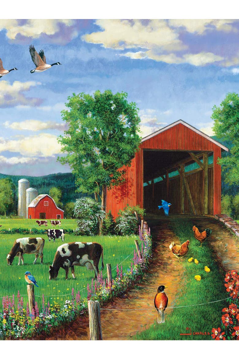 Chickens At the Bridge 500 piece Jigsaw Puzzle for Adults, Alternate, color, Multicolor