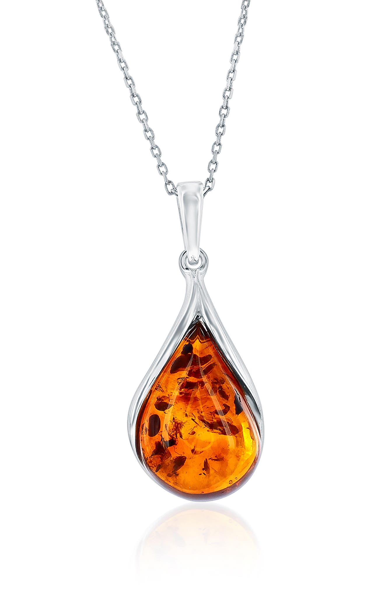 SIMONA Teardrop Amber Pendant Necklace