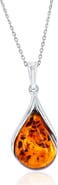 SIMONA Teardrop Amber Pendant Necklace