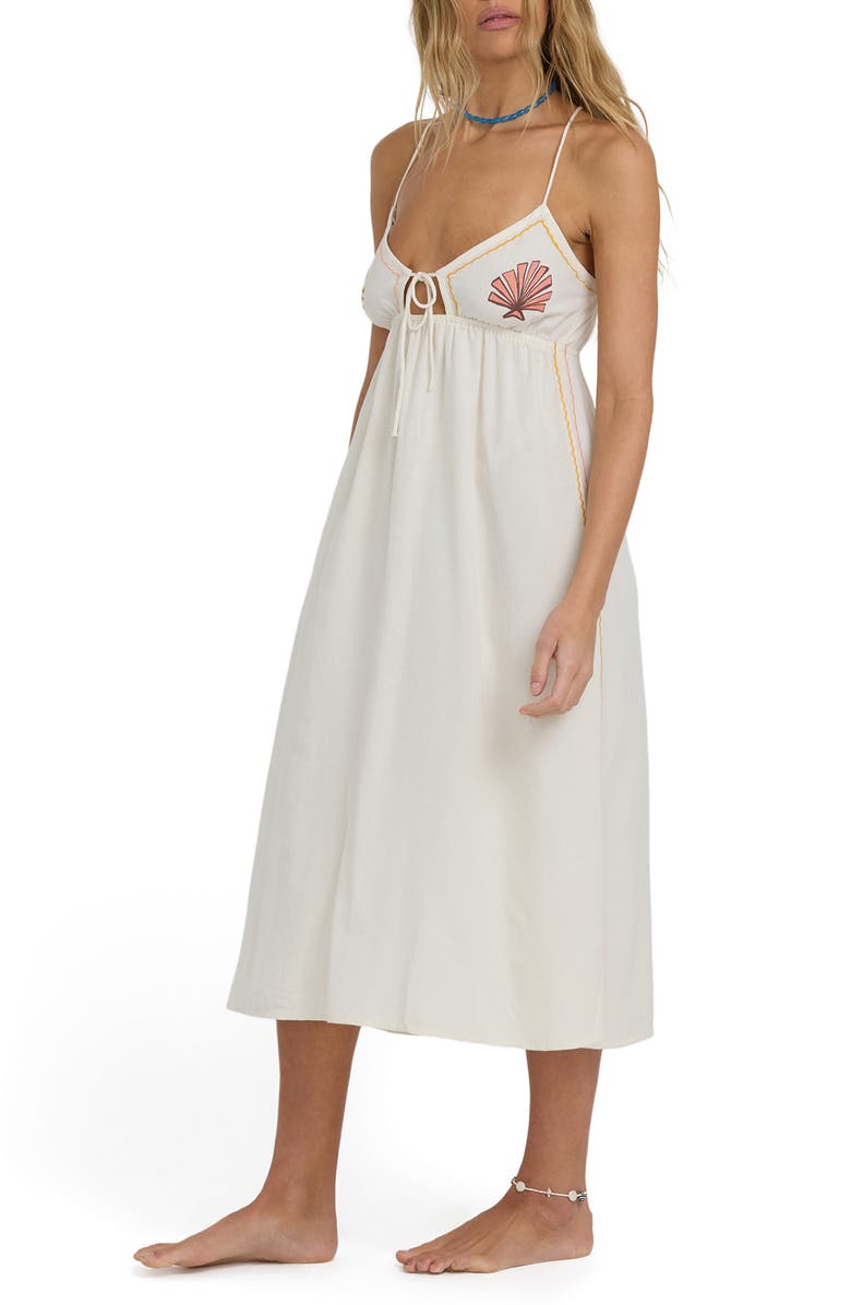 Billabong Wave Haze Embroidered Midi Dress, Alternate, color, Salt Crystal