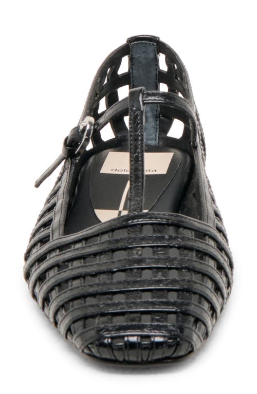 Dolce Vita Women's Rains T-strap Woven Mary Jane Flats In Black Leather