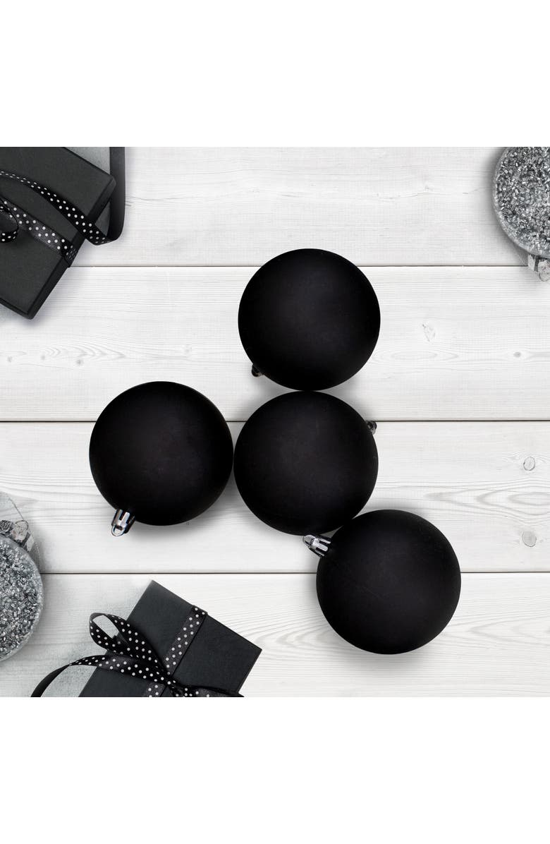 Northlight Matte Shatterproof Christmas Ball Ornaments - 4" (100mm) - Jet Black - 12ct, Alternate, color, 