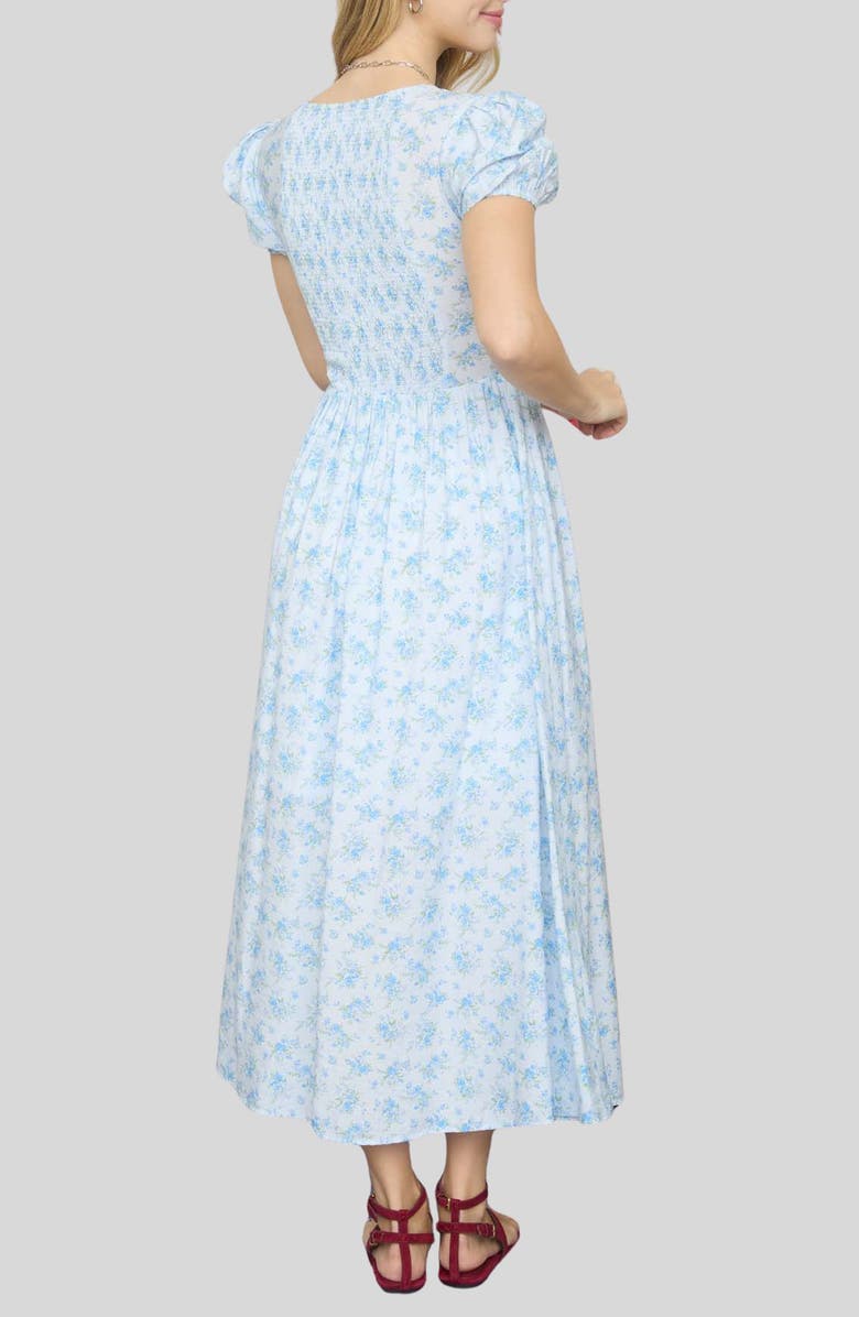 Blu Pepper Floral Print Midi Dress, Alternate, color, Blue Multi