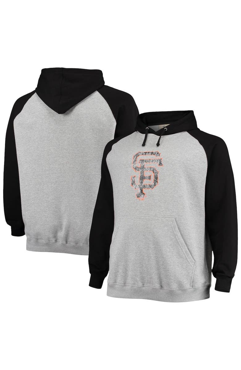 FANATICS Men's Fanatics Branded Heathered Gray/Black San Francisco Giants Big & Tall Raglan Pullover Hoodie, Main, color, 
