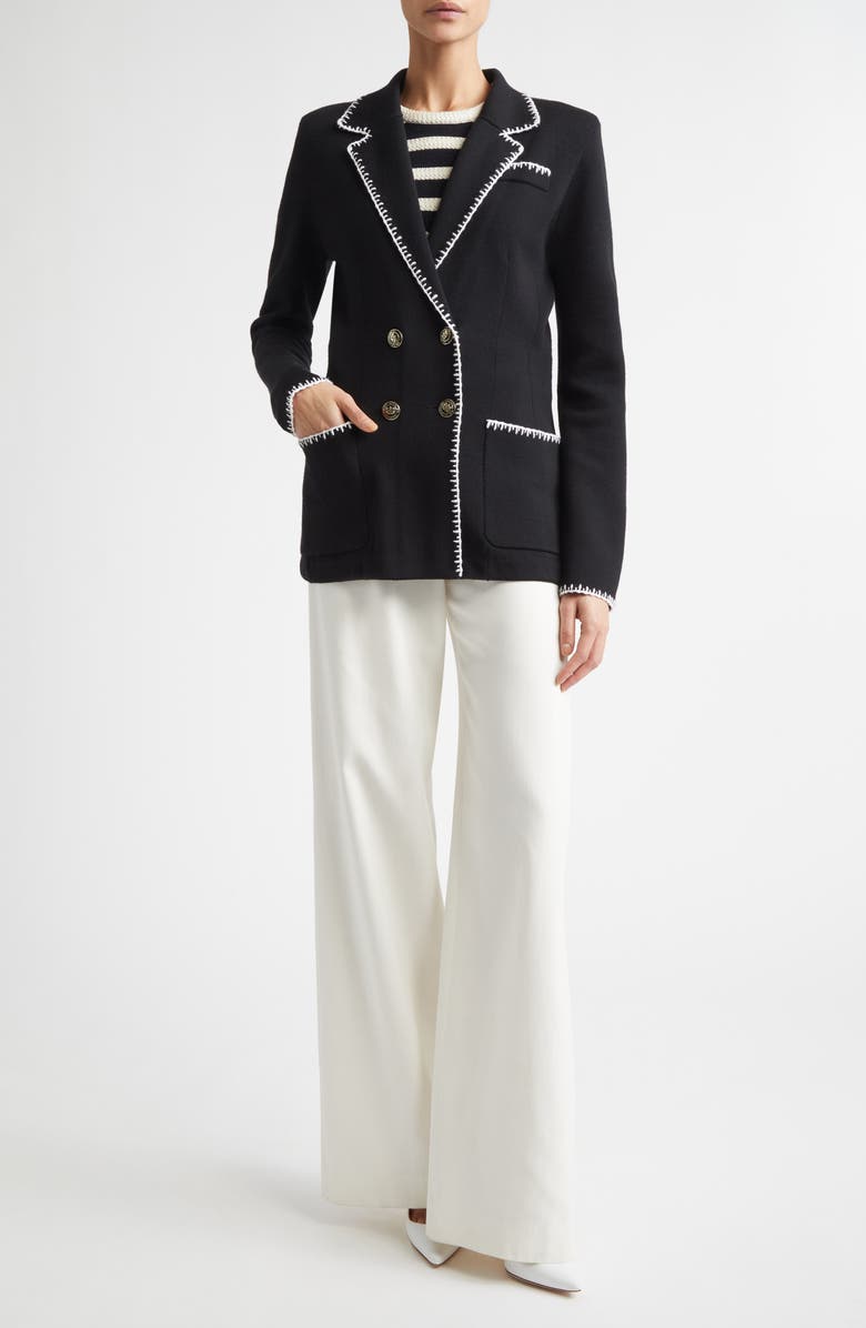 ST. JOHN Signature Wool Blend Double Face Knit Jacket, Alternate, color, Black / Alabaster