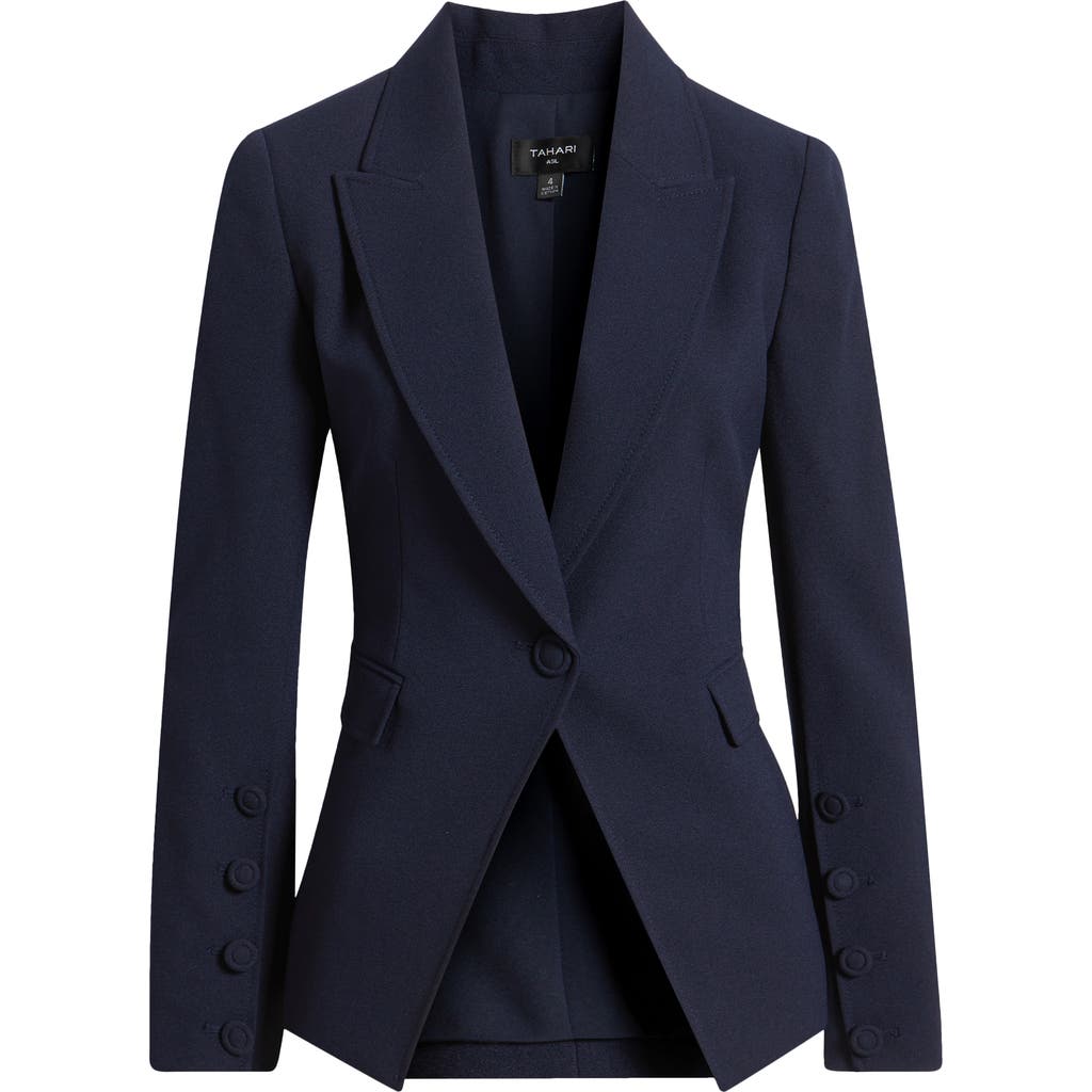 Tahari Asl One-button Blazer In Deep Navy