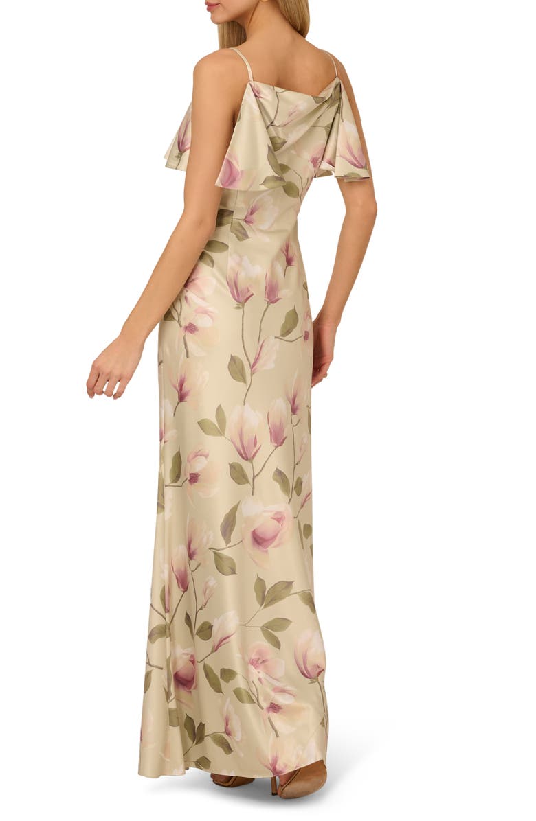 Adrianna Papell Printed Satin Mermaid Gown, Alternate, color, 