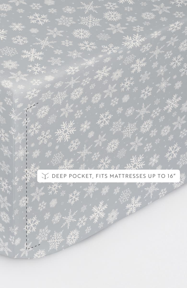 HOMESPUN Holiday 4-Piece Microfiber Bed Sheet Set, Alternate, color, Let It Snow Light Gray