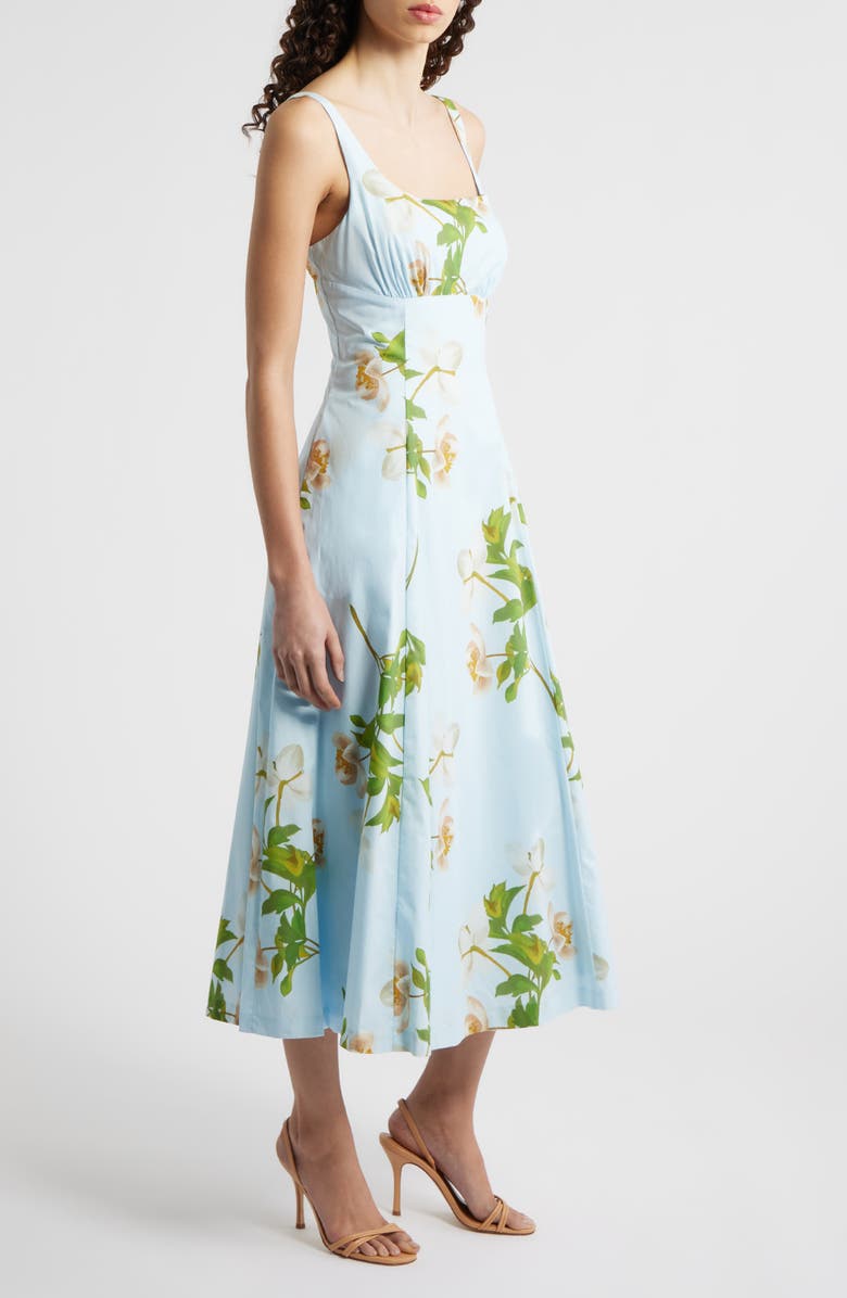 Julia Jordan Floral Square Neck Cotton Dress, Alternate, color, Blue Multi