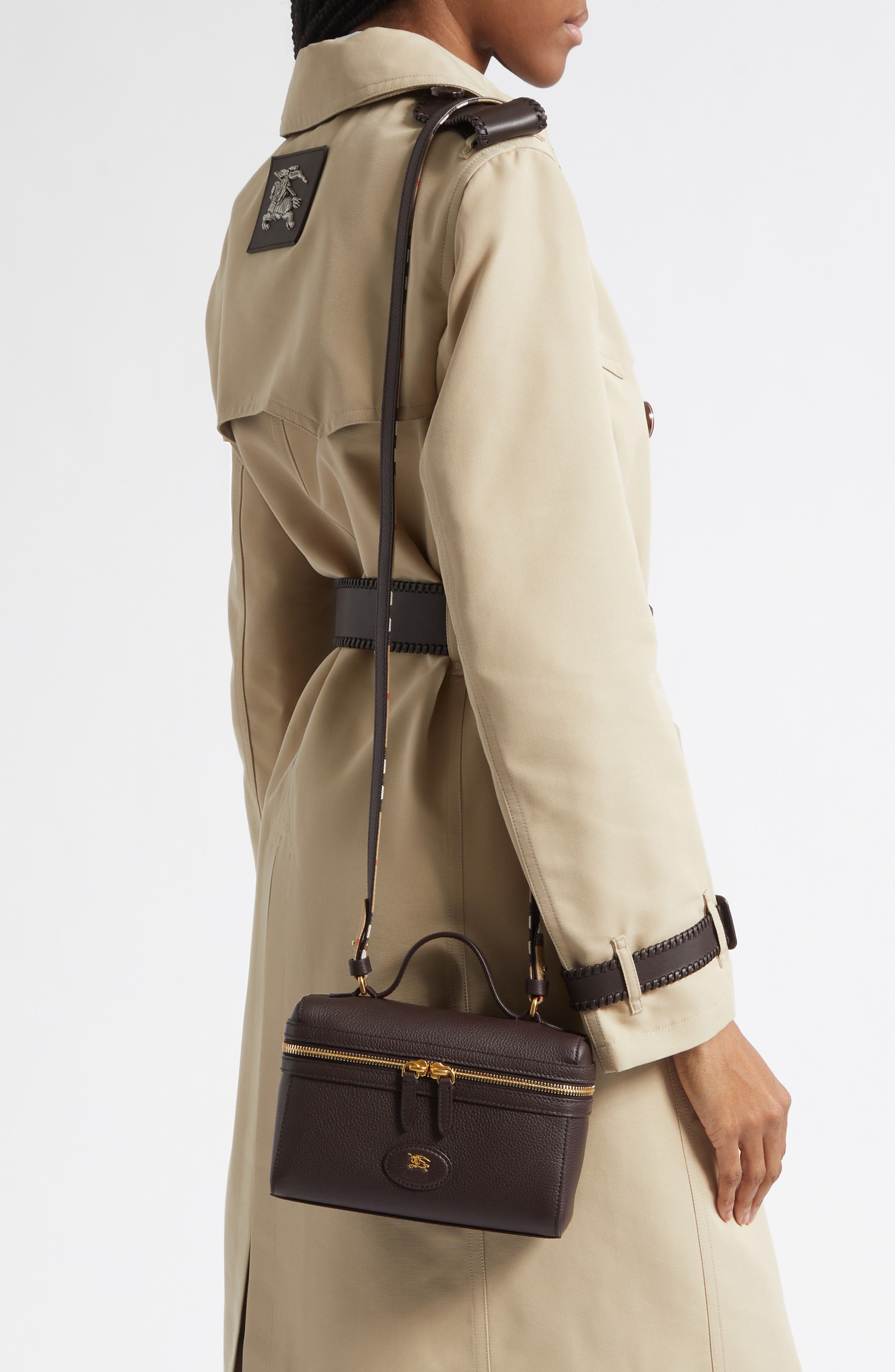 Burberry Bloomsbury Leather Vanity Bag, Alternate, color, Peat/ Sand