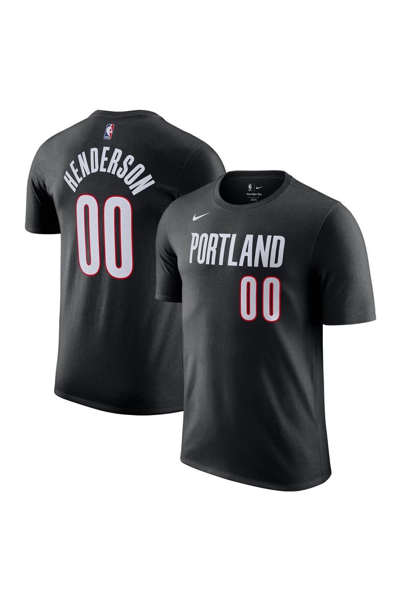 Men's Nike Scoot Henderson Black Portland Trail Blazers Icon Edition Name & Number T-Shirt, Main, color, Black
