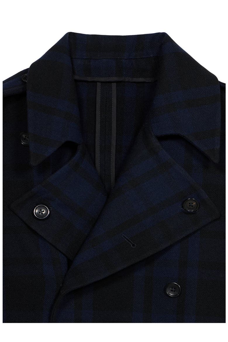Winston Double-Breasted Checked Wool Coat, Alternate, color, Navy Blue