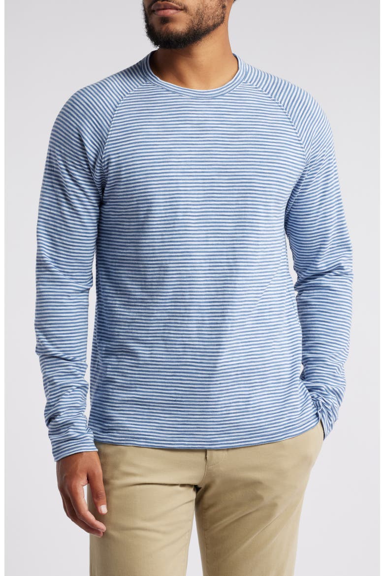 Stripe Raglan Sleeve Cotton T-Shirt, Main, color, OPTIC WHITE/SURF MIS