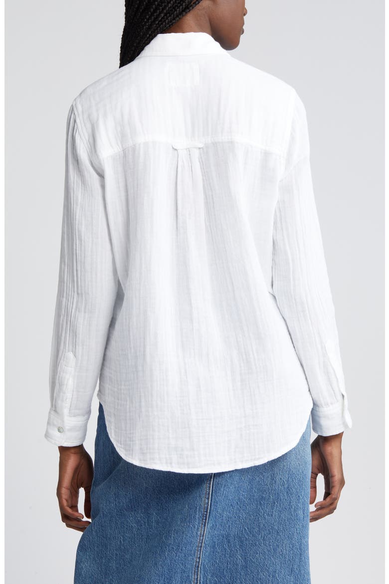 Ellis Cotton Gauze Button-Up Shirt, Alternate, color, WHITE