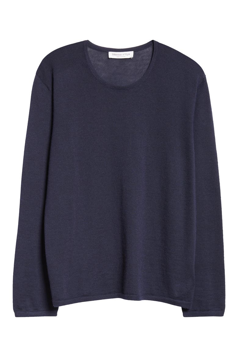 Superfine Cashmere & Silk Crewneck Sweater, Alternate, color, DARK NAVY