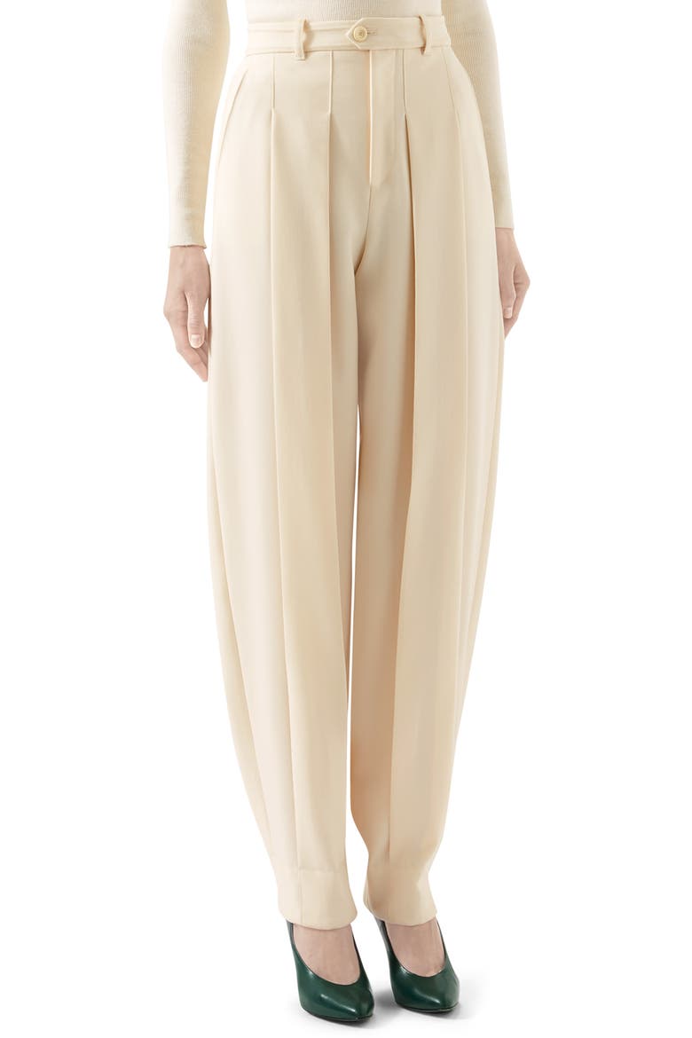 Pleated Wool Pants, Main, color, WHITE MAGNOLIA