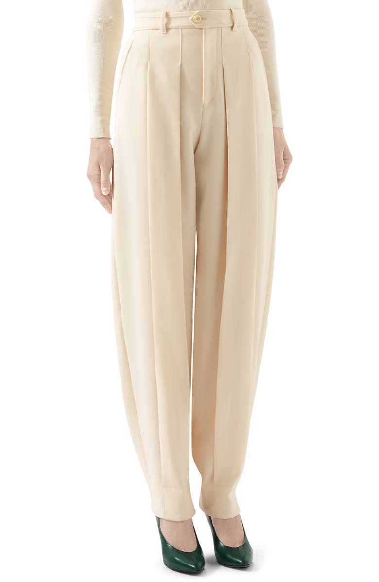 Gucci Pleated Wool Pants, Main, color, 
