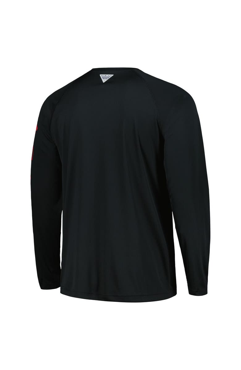 Columbia Men's Columbia Black Ohio State Buckeyes Terminal Tackle Omni-Shade Raglan Long Sleeve T-Shirt, Alternate, color, Scarlet