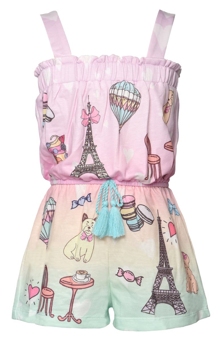 Sara Sara Kids' Paris Theme Romper, Main, color, Pink Multi