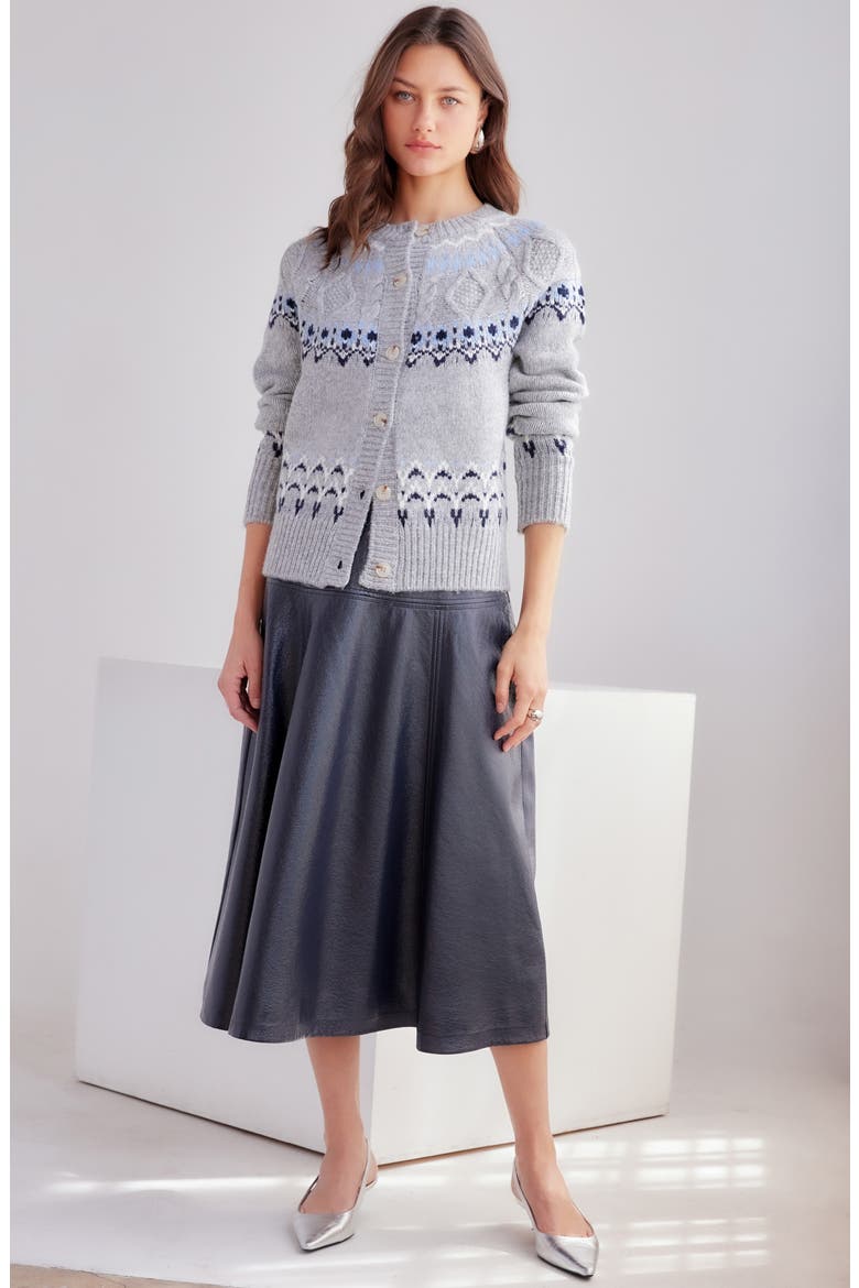 Bronwyn Faux Leather Midi Skirt, Alternate, color, NAVY