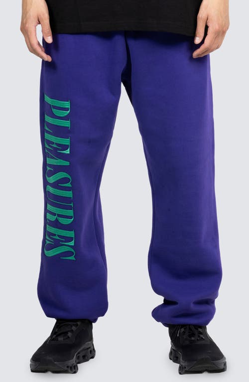 PLEASURES Onyx Logo Embroidered Sweatpants in Purple 