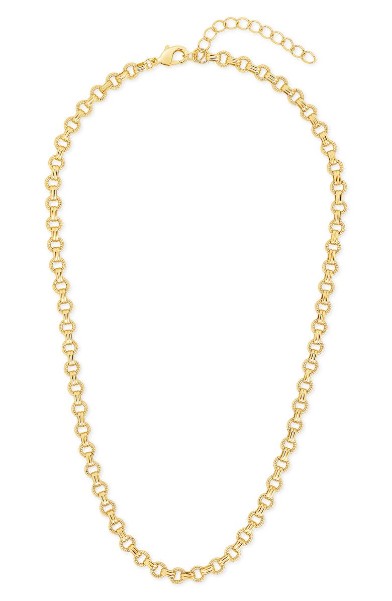 Sterling Forever Parker Textured Chain Necklace, Alternate, color, Gold