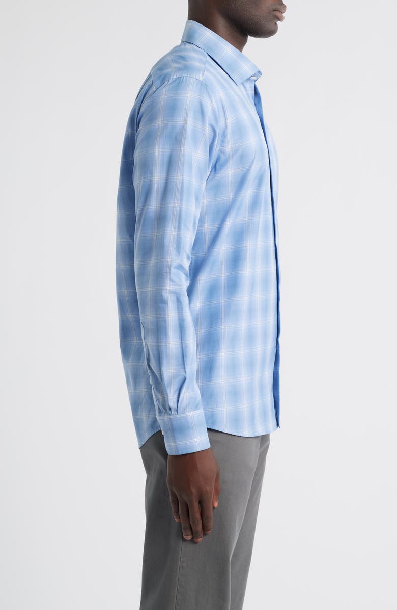 Scott Barber Canclini Regular Fit Plaid Cotton Poplin Button-Up Shirt, Alternate, color, Blue
