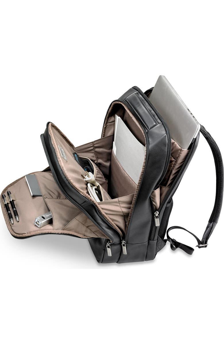 Briggs & Riley Medium Leather RFID Pocket Laptop Backpack, Alternate, color,