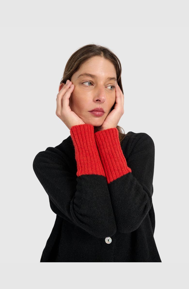 Alembika Blackbird Cardigan, Alternate, color, Black/Vermillion