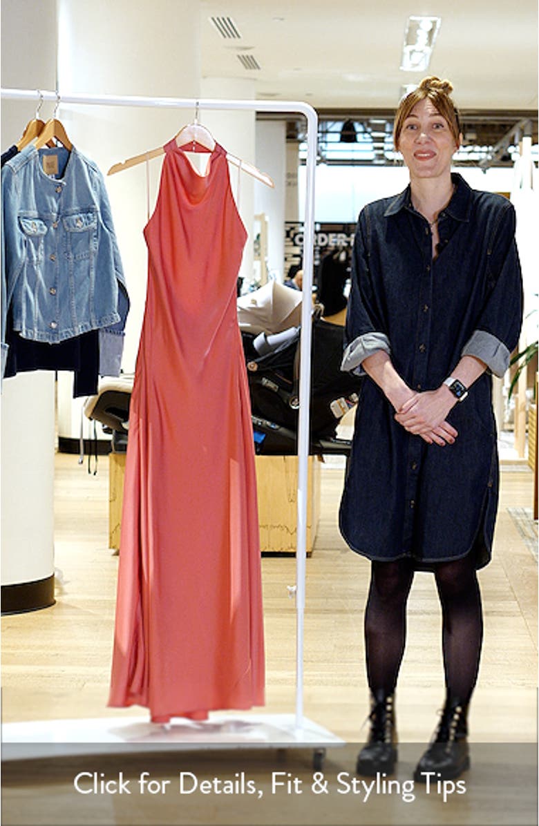 Sibella Cowl Halter Neck Satin Gown, sales video thumbnail