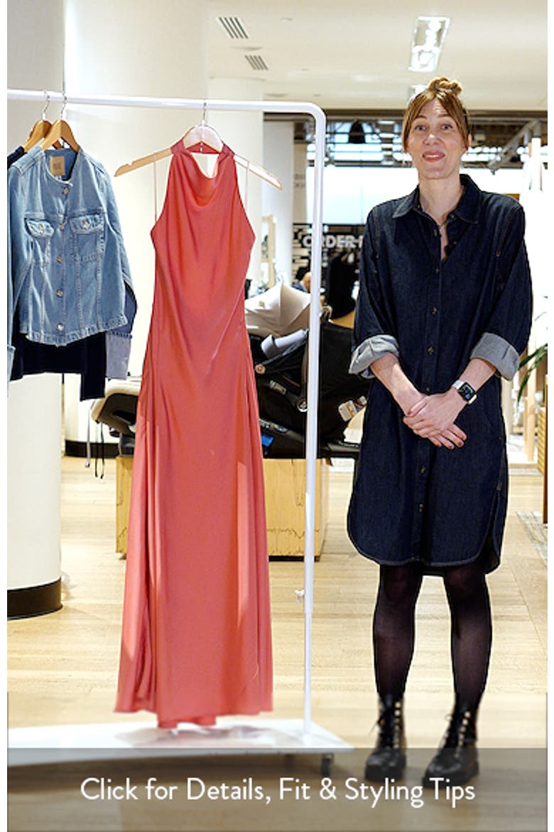 Sibella Cowl Halter Neck Satin Gown video