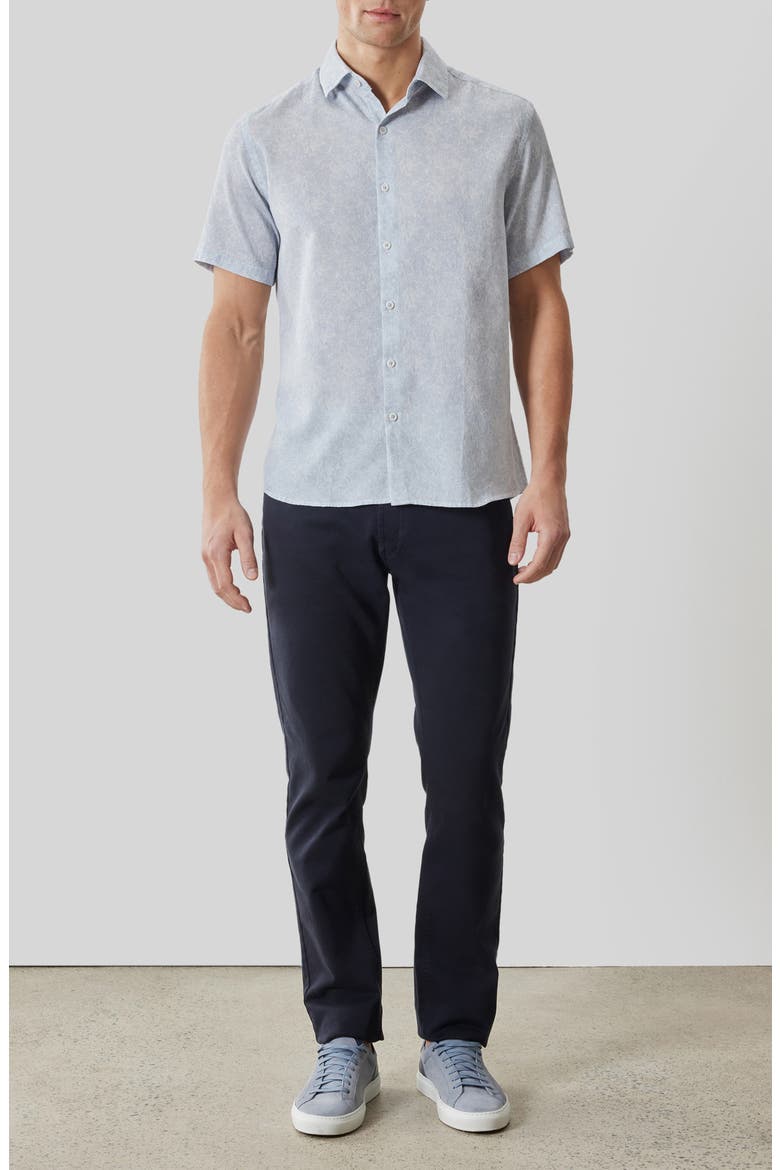 Samore Floral Short Sleeve Button-Up Shirt, Alternate, color, POWDER BLUE