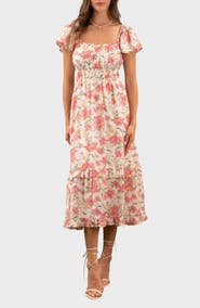 AUGUST SKY Flutter Sleeve Midi Dress