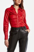 AS by DF Rouge Stretch Leather Blouse