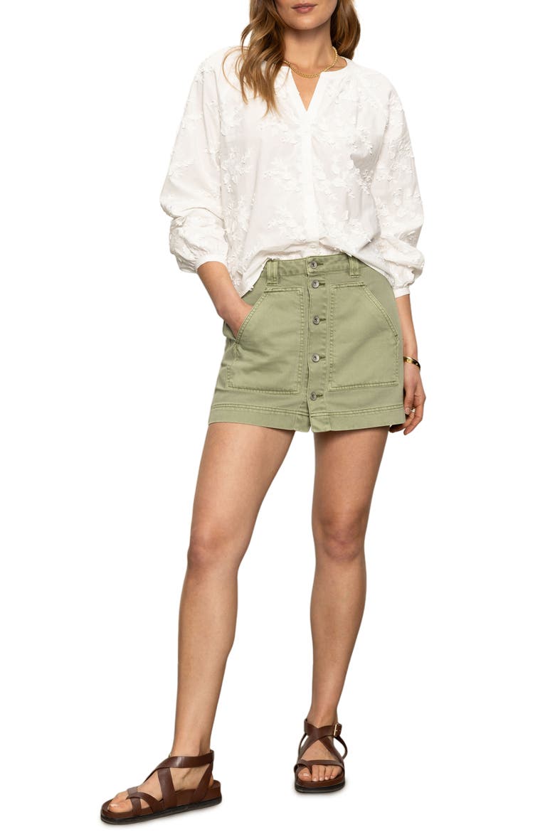 All Buttoned Up Denim Miniskirt, Alternate, color, SAGE