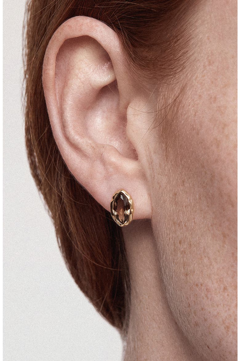 Crystal Luxe Mini Stud Earrings, Alternate, color, SMOKEY QUARTZ