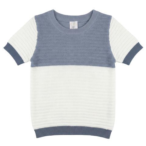 Short Sleeve Multi Textured Colorblock Knit Sweater (Toddler, Little Kid & Big Kid)