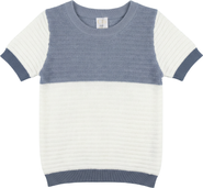 Clô Short Sleeve Multi Textured Colorblock Knit Sweater