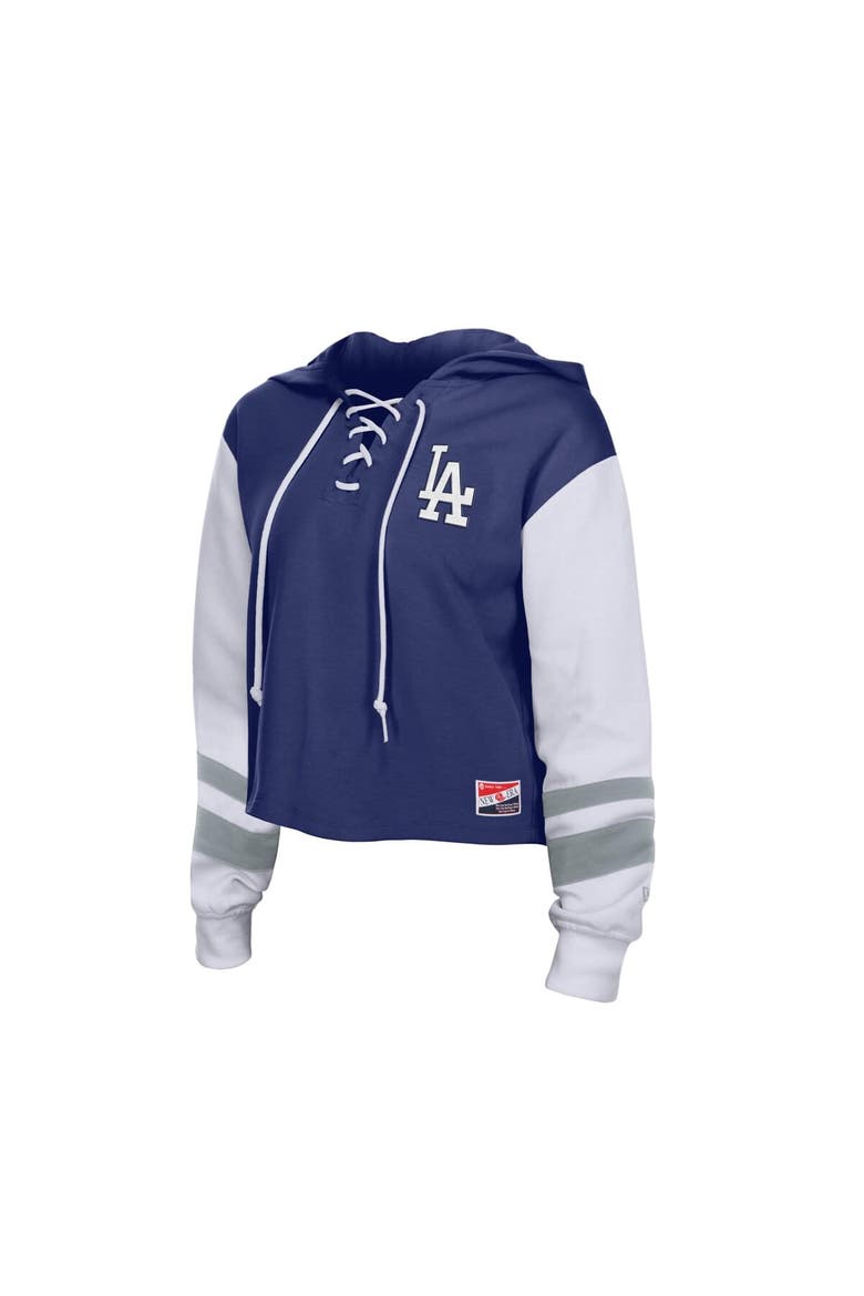 Women's New Era  Royal Los Angeles Dodgers Boxy Lace-Up Hoodie, Alternate, color, Royal