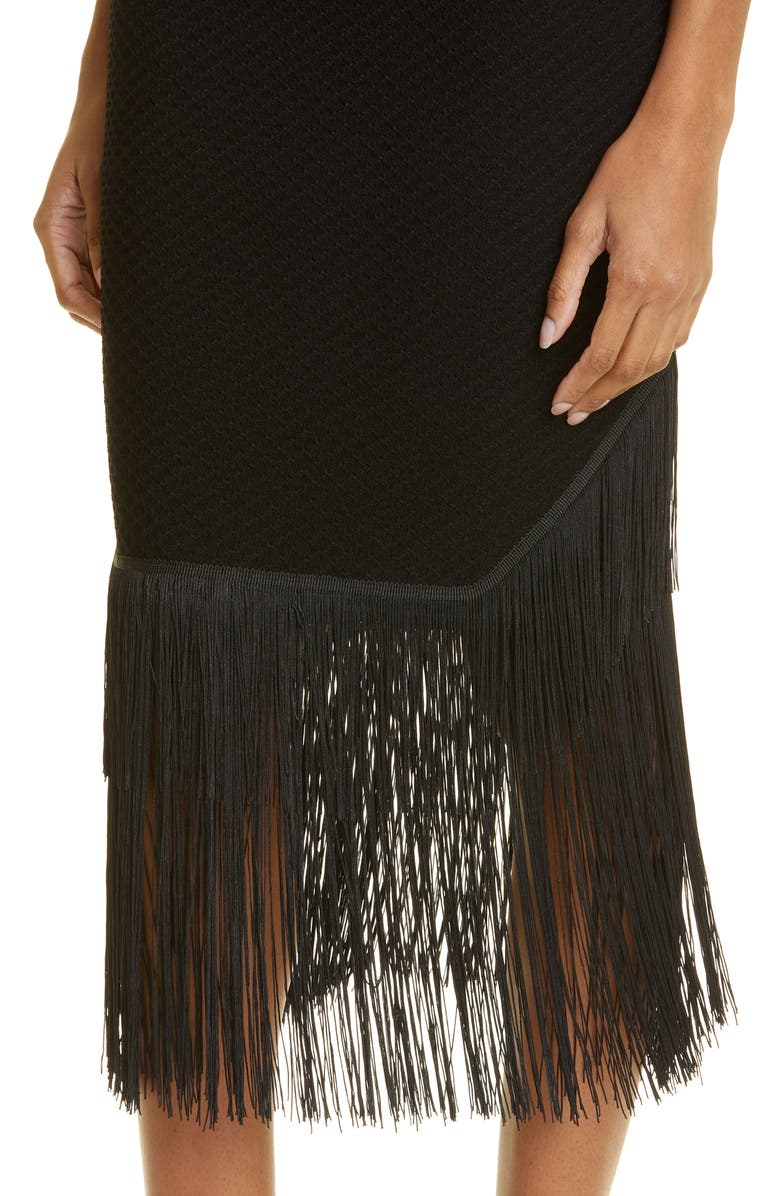 Victoria Beckham Fringe Jacquard Knit Midi Skirt, Alternate, color, 
