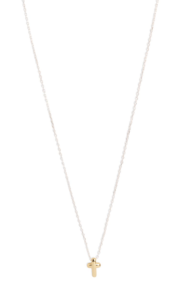 Argento Vivo Sterling Silver Two-Tone Puffy Cross Pendant Necklace, Main, color, Gold/ Silver